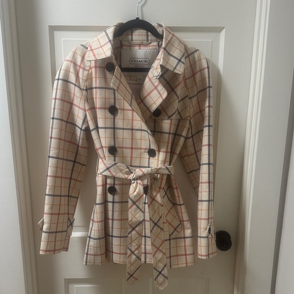 Coach Jackets & Blazers - Coach Women's Multicolor Plaid Trench Coat
